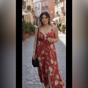 Floral orange Maxi Dress